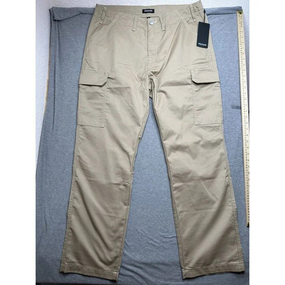 True Religion Pants Mens‎ 34X32 Tan Travertine Cargo Flat Front Straight…